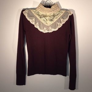 Anthropologie Monogram HWR Wine red sweater